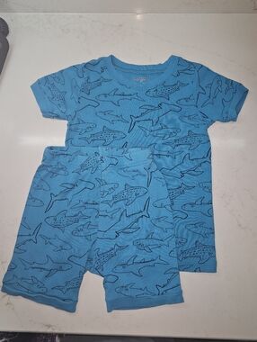 Old Navy Blue Graphic Shark Pajama Shorts Set - 5T